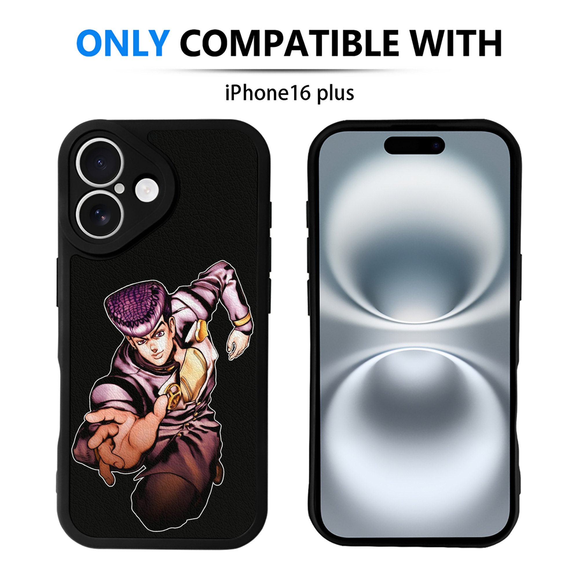 （画像用） ジョジョの奇妙な冒険 ひがしかた じょうすけ JoJo's Bizarre Adventure Higashikata Josuke 【iPhone 16シリーズ対応】シリコンスマホケース（レザー調） 材質：シリコン